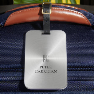 Elegant Monogram Novelty Silver Metallic Gepäckanhänger