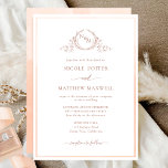Elegant Monogram Peach Watercolor Wedding Einladung<br><div class="desc">Delight friends and family with this elegant wedding invitation showcasing exquisite fine hand drawn leafy botanical monogram with bride and groom's initials. Front invitation trimmed with thin peach and coral hues watercolor frame, while invitation's back featuring beautiful watercolor wash in peach, cream, dusty orange and coral hues. Clean and simple...</div>