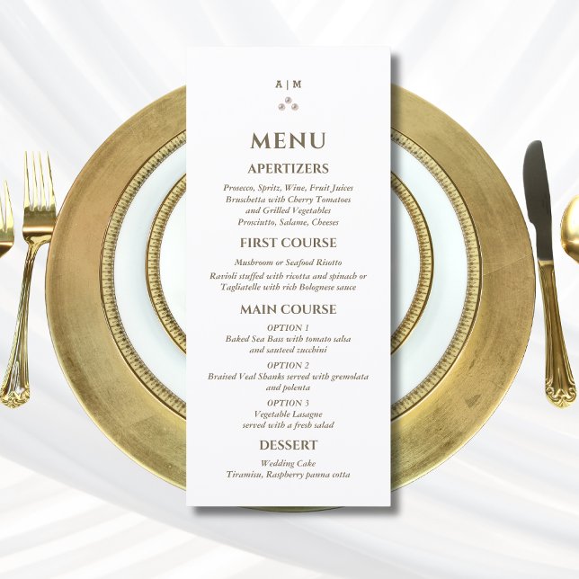 Elegant Monogram Pearl Christian Wedding Menu Menükarte (Von Creator hochgeladen)
