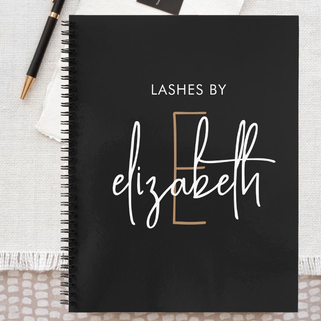 Elegant Monogram Personalized Beauty Business Notizbuch (Von Creator hochgeladen)