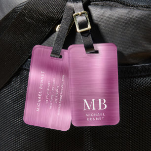 Elegant Monogram Pink Gepäckanhänger