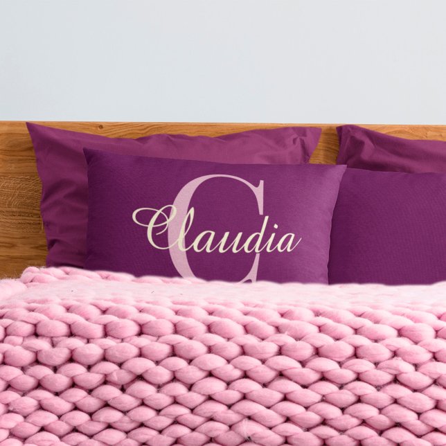 Elegant Monogram Pink Kissenbezug (pillowcase with Name in pink)