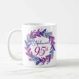 Elegant Monogram Pink und Lila 95. Geburtstag Kaffeetasse