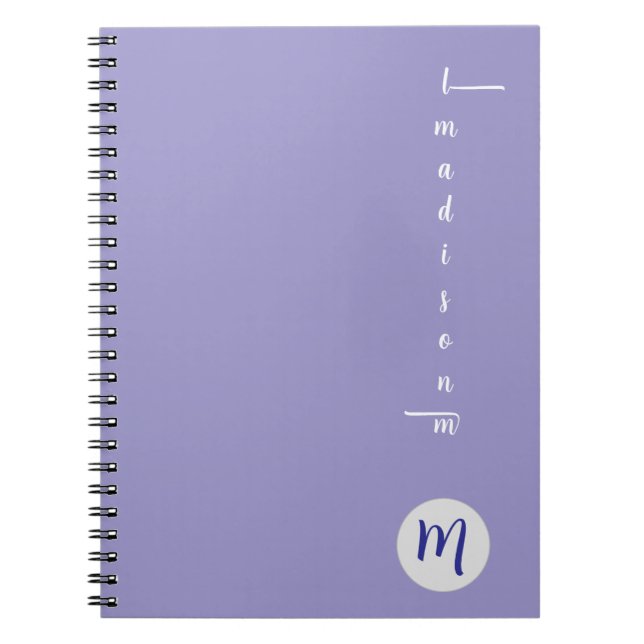 Elegant Monogram Purple Script Office School Notizblock (Vorderseite)