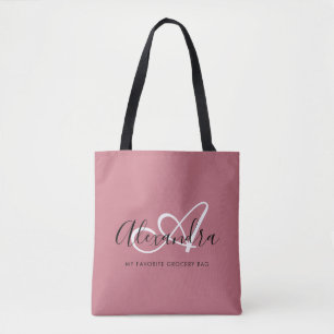 Elegant Monogram Rose Gold Script Name Initial Tasche