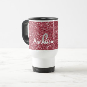 Élégant Monogram Rose Gold Travel Mug