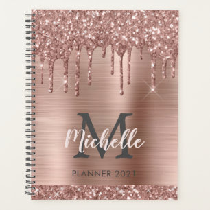 Élégant Monogram Rose Rose Parties scintillant Gol