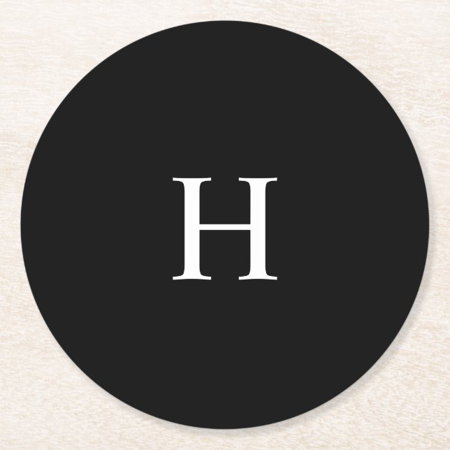 Elegant Monogram Runder Pappuntersetzer (Vorderseite)