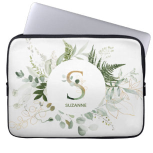 Elegant Monogram S Eucalyptus Wreath Laptopschutzhülle
