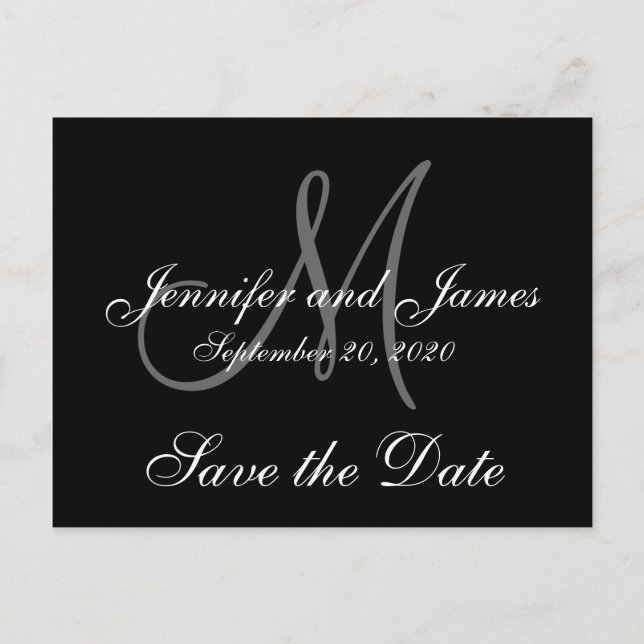 Elegant Monogram Save the Date Ankündigungspostkarte (Vorderseite)