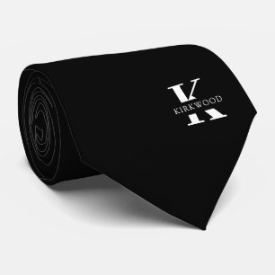 Elegant Monogram Schwarz einseitig Krawatte
