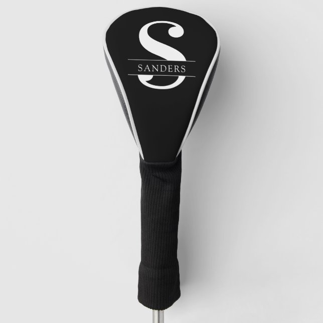 Elegant Monogram | SCHWARZ-WEISS Golf Headcover (Vorderseite)