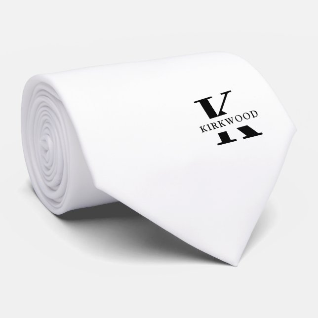 Elegant Monogram | SCHWARZ-WEISS Krawatte (Gerollt)