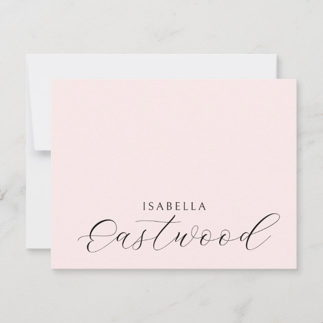 Elegant Monogram Script Blush Pink Mitteilungskarte (Vorderseite)