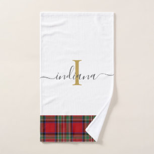 Elegant Monogram Script Kariert Tartan Stewart Handtuch