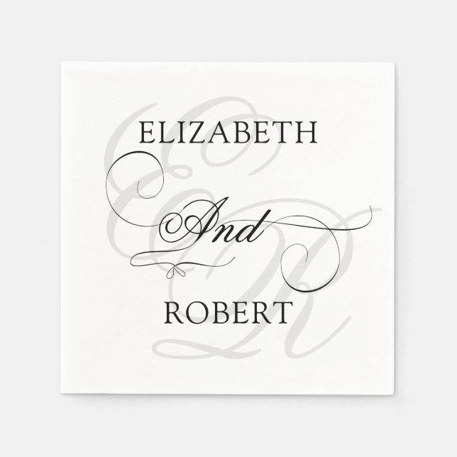 Elegant Monogram SImple White Wedding Serviette (Vorderseite)