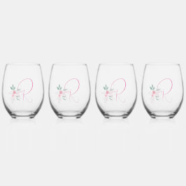 Elegant Monogram Stemless Wine Glasses Weinglas Ohne Stiel