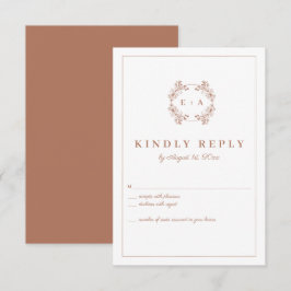 Elégant Monogram Terracota Mariage Carte RSVP