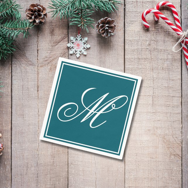 Elegant Monogram Ursprüngliches Weihnachtsfest-Par Serviette (Von Creator hochgeladen)