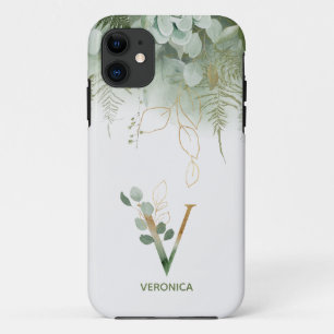 Elegant Monogram V Fern Succulent Case-Mate iPhone Hülle
