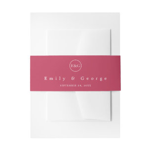 Elegant Monogram Viva Magenta Chic Wedding Einladungsbanderole