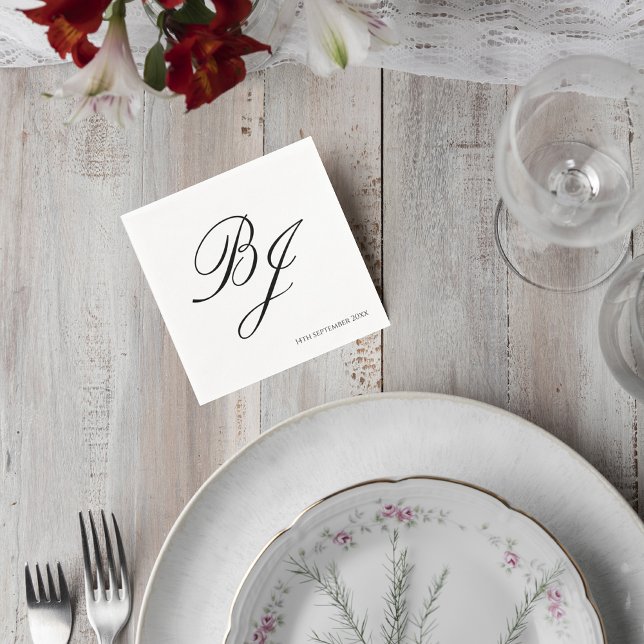 Elegant Monogram Wedding Cocktail Napkins Serviette (Von Creator hochgeladen)