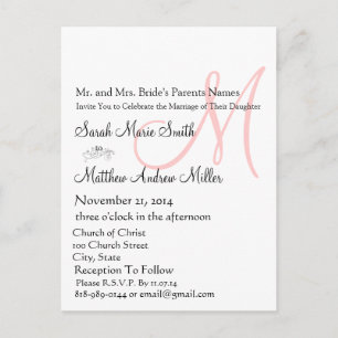 Elegant Monogram Wedding Einladung Postkarte