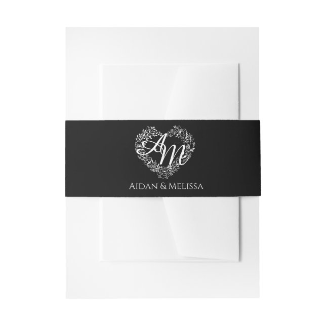 Elegant Monogram Wedding Einladungsbanderole (Vorderseite Beispiel)