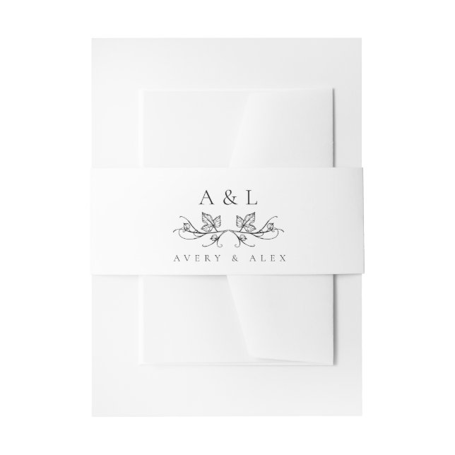 Elegant Monogram Wedding Einladungsbanderole (Vorderseite Beispiel)