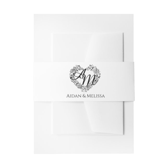 Elegant Monogram Wedding Einladungsbanderole (Vorderseite Beispiel)