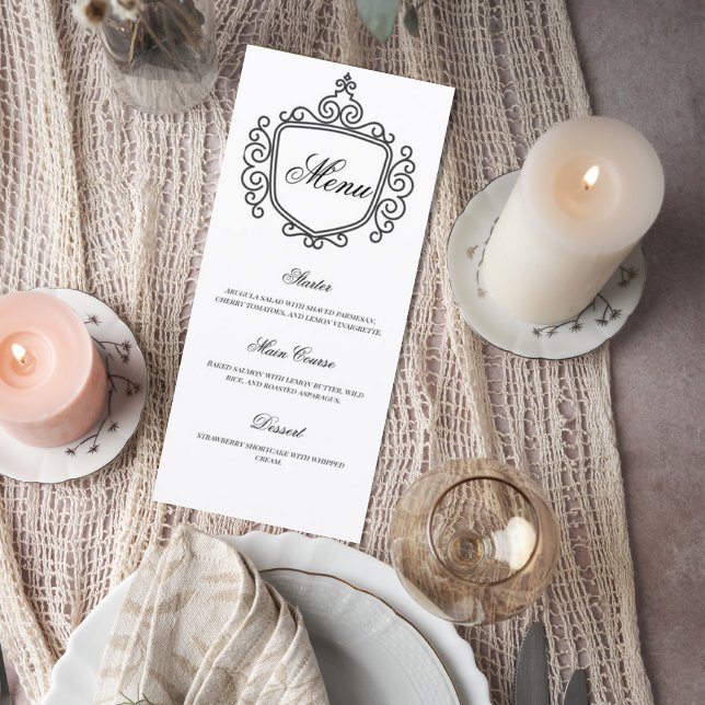 Elegant Monogram Wedding Menu Card Menükarte (Von Creator hochgeladen)