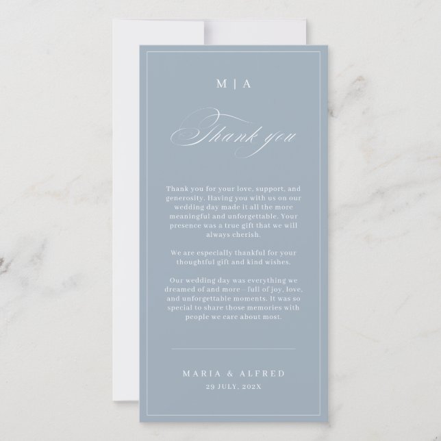 Elegant Monogram Wedding Thank You Card QR Code Dankeskarte (Vorderseite)