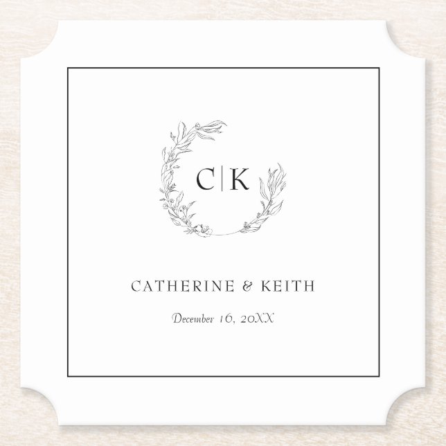 Elegant Monogram Wedding Untersetzer (Vorderseite)