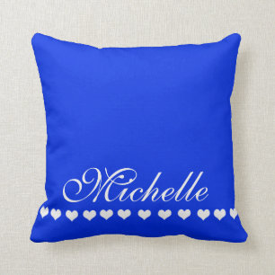 Elegant Monogram White Hearts Royal Blue Kissen