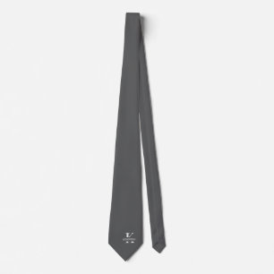 Elegant Monogramm Grau Weiß Krawatte