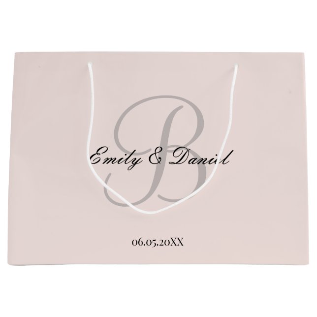 Elegant-Monogramm-Hochzeit Große Geschenktüte (Vorderseite)