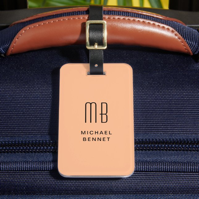 Elegant Monogramm Peach Gepäckanhänger (Vorderseite Insitu 2)