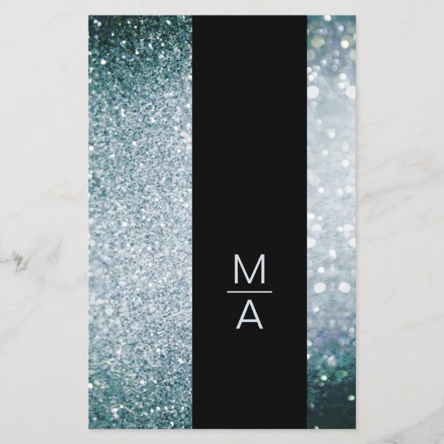 Elegant Monogramm Silber Blau Flyer (Vorne)