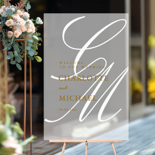 Elegant, Monogramm, weiß, transparent, Hochzeit Acrylschild