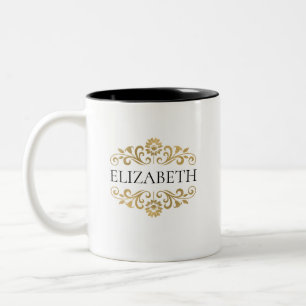 Élégant Monogramme Black Gold Mug à café à deux to