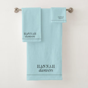 Élégant Monogramme Blanc Nom Bleu