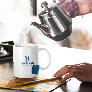 Élégant Monogramme Bleu Élégant Café Mug
