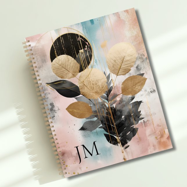 Élégant Monogramme botanique d'or moderne (Elegant Modern Gold Botanical Monogram Planner)