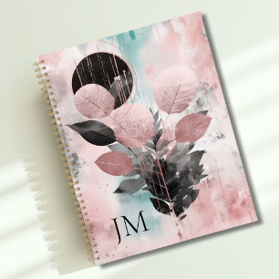 Élégant Monogramme botanique moderne Rose-or