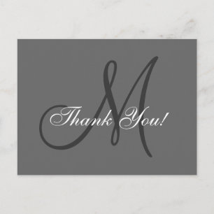 Élégant monogramme   Carte postale mariage Merci