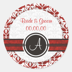 Élégant Monogramme Damask Enregistrer Les Stickers