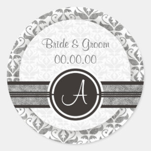 Élégant Monogramme Damask Enregistrer Les Stickers