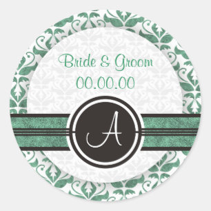 Élégant Monogramme Damask Enregistrer Les Stickers