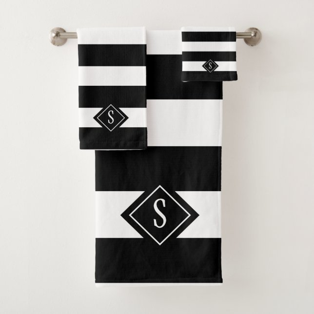 Élégant Monogramme De Grilles Noir Et Blanc (En situation)