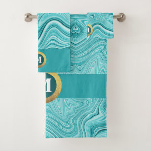 Élégant monogramme de marbre bleu turquoise